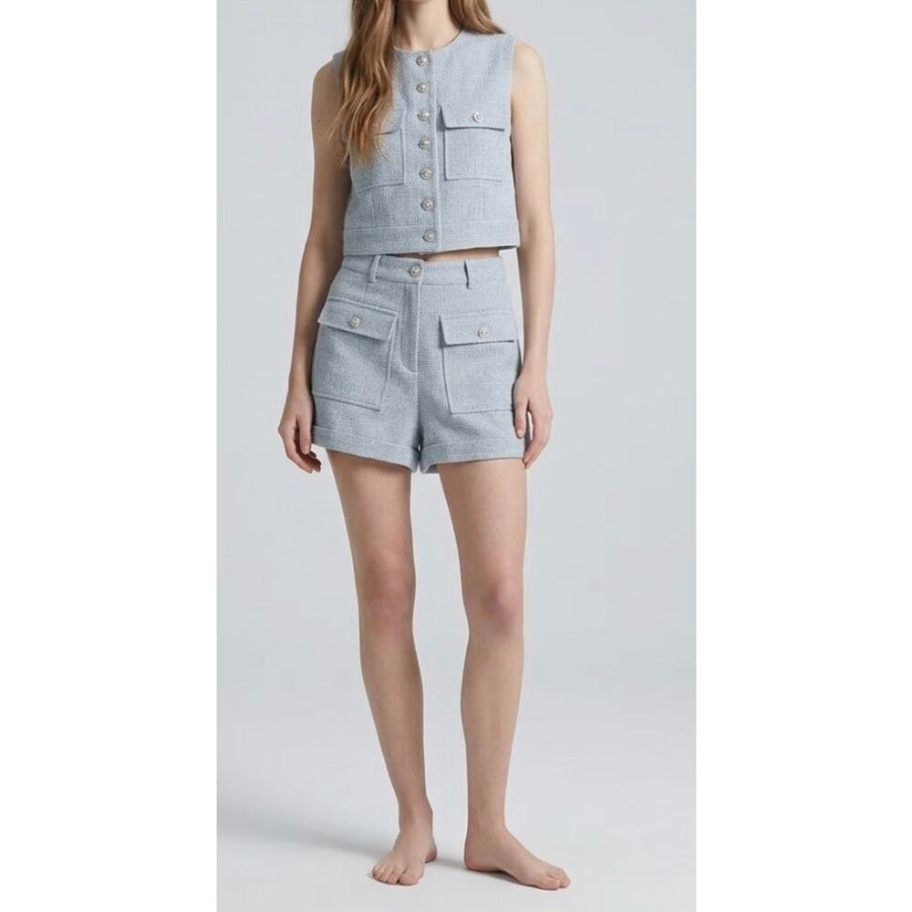 Vita Grace Vest and Short Set Blue Tweed Sleeveless Top & Shorts New